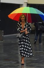 AMANDA HOLDEN Arrives on a Rainy Day at Global Radio in London 06/11/2020