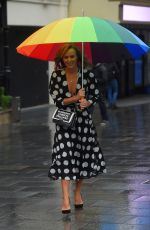 AMANDA HOLDEN Arrives on a Rainy Day at Global Radio in London 06/11/2020