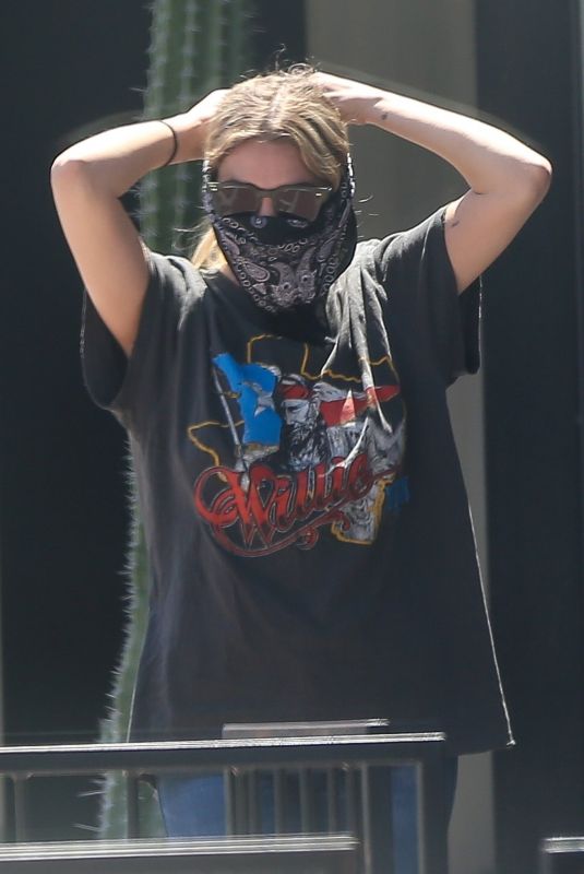 ASHLEY BENSON Wearing Banda Mask Out in West Hollywood 06/13/2020