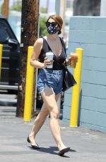 ASHLEY GREENE in Denim Shorts Out in Los Angeles 06/13/2020