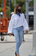 ASHLEY TISDALE in Denim Wearing a Mask Out in Los Angeles 06/17/2020