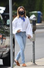 ASHLEY TISDALE in Denim Wearing a Mask Out in Los Angeles 06/17/2020