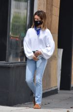 ASHLEY TISDALE in Denim Wearing a Mask Out in Los Angeles 06/17/2020