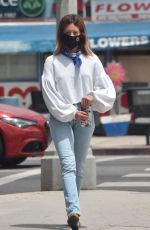 ASHLEY TISDALE in Denim Wearing a Mask Out in Los Angeles 06/17/2020