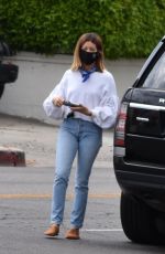 ASHLEY TISDALE in Denim Wearing a Mask Out in Los Angeles 06/17/2020