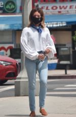 ASHLEY TISDALE in Denim Wearing a Mask Out in Los Angeles 06/17/2020