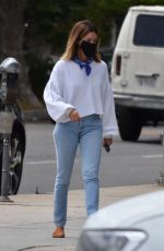 ASHLEY TISDALE in Denim Wearing a Mask Out in Los Angeles 06/17/2020