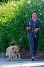 AUBREY PLAZA Out with Her Dogs in Los Feliz 06/14/2020