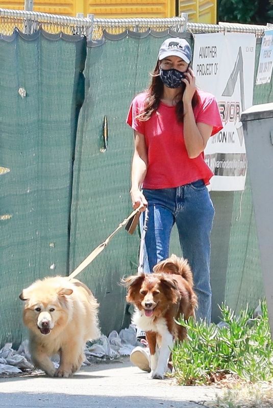 AUBREY PLAZA Out with Her Dogs in Los Feliz 06/21/2020