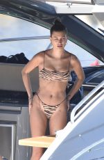 BELLA HADID and HAILEY BIEBER in Bikins at a Boat in Italy 06/23/2020