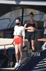 BELLA HADID and HAILEY BIEBER in Bikins at a Boat in Italy 06/23/2020