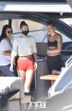 BELLA HADID and HAILEY BIEBER in Bikins at a Boat in Italy 06/23/2020