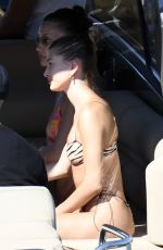 BELLA HADID and HAILEY BIEBER in Bikins at a Boat in Italy 06/23/2020