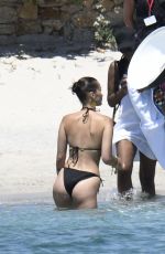 BELLA HADID in Bikini on the Set of a Photoshoot at a Beach 06/24/2020