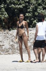 BELLA HADID in Bikini on the Set of a Photoshoot at a Beach 06/24/2020