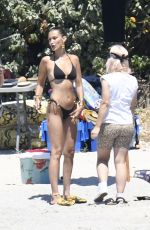 BELLA HADID in Bikini on the Set of a Photoshoot at a Beach 06/24/2020
