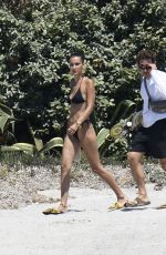 BELLA HADID in Bikini on the Set of a Photoshoot at a Beach 06/24/2020