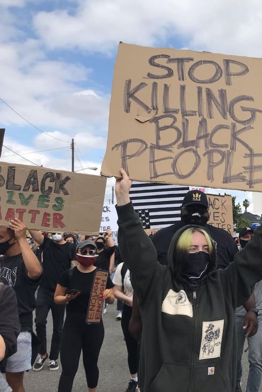 BILLIE EILISH at a Protest in Los Angeles 06/07/2020