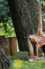 CAPRICE BOURRET Streaming Her Online Yoga Classes from a Park in London 06/13/2020