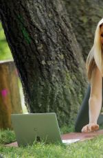 CAPRICE BOURRET Streaming Her Online Yoga Classes from a Park in London 06/13/2020