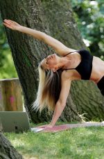 CAPRICE BOURRET Streaming Her Online Yoga Classes from a Park in London 06/13/2020