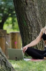 CAPRICE BOURRET Streaming Her Online Yoga Classes from a Park in London 06/13/2020