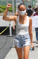 CARA SANTANA in Denim Shorts at Protest in Los Angeles 06/02/2020