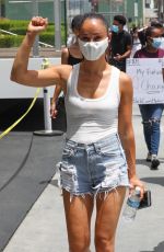 CARA SANTANA in Denim Shorts at Protest in Los Angeles 06/02/2020