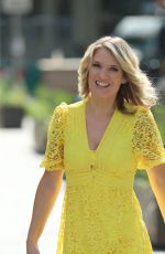 CHARLOTTE HAWKINS in  a Yellow Summer Dress Srrives at Classic FM in London 06/26/2020