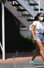 CHRISTINA MILIAN in Denim Shorts Leaves Mauro