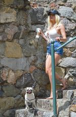 COURTNEY STODDEN in Denim Shorts Out with Her Dog in Hollywood 06/17/2020