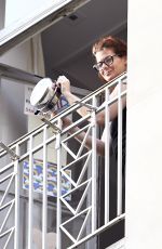 DEBRA MESSING Cheering First Responders from Her Balcony in New York 06/15/2020