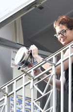 DEBRA MESSING Cheering First Responders from Her Balcony in New York 06/15/2020