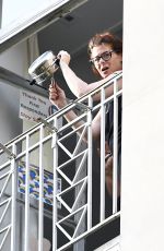 DEBRA MESSING Cheering First Responders from Her Balcony in New York 06/15/2020