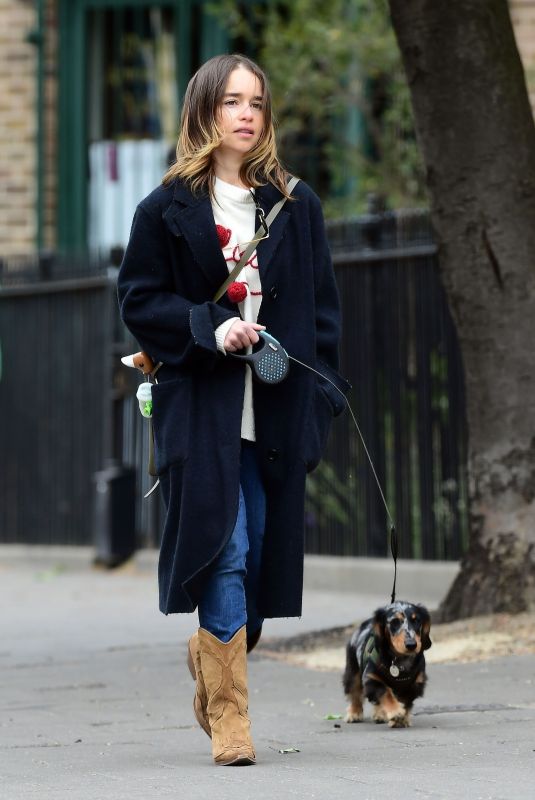 EMILIA CLARKE Out with Her Dog in London 06/06/2020