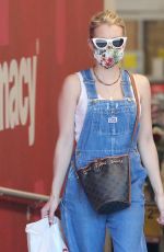 EMMA ROBERTS in DenimOveralls at CVS in Studio City 06/15/2020