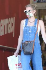 EMMA ROBERTS in DenimOveralls at CVS in Studio City 06/15/2020