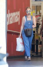 EMMA ROBERTS in DenimOveralls at CVS in Studio City 06/15/2020