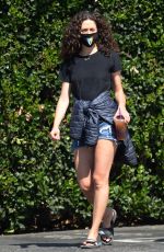 EMMY ROSSUM in Denim Shorts Out in Los Angeles 06/27/2020