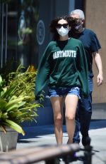 EMMYROSSUM in Denim Shorts Out for Coffee in West Hollwood 06/14/2020