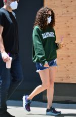 EMMYROSSUM in Denim Shorts Out for Coffee in West Hollwood 06/14/2020