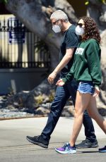 EMMYROSSUM in Denim Shorts Out for Coffee in West Hollwood 06/14/2020