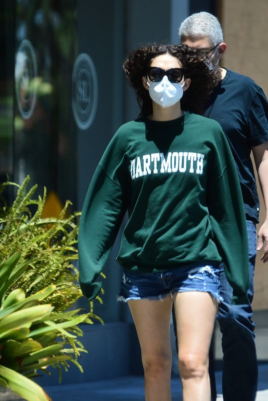 EMMYROSSUM in Denim Shorts Out for Coffee in West Hollwood 06/14/2020