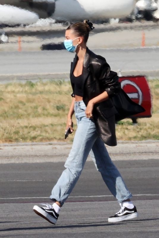 HAILEY BIEBER at Van Nuys Airport in Los Angeles 06/27/2020