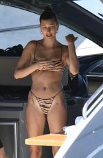 HAILEY BIEBER in Bikini at a Yacht in Italy 06/23/2020