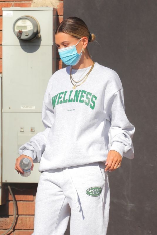 HAILEY BIEBER Leaves Beachwood Studios in West Hollywood 06/29/2020