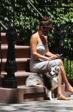 HELENA CHRISTENSEN Out with Her Dog in New York 06/14/2020