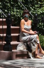 HELENA CHRISTENSEN Out with Her Dog in New York 06/14/2020