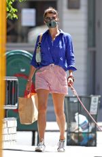 HELENA CHRISTENSEN Wallks Her Dog in New York 06/14