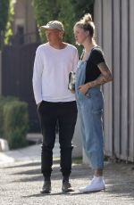 IRELAND BALDWIN in Denim Overalls Out in West Hollywood 06/20/2020